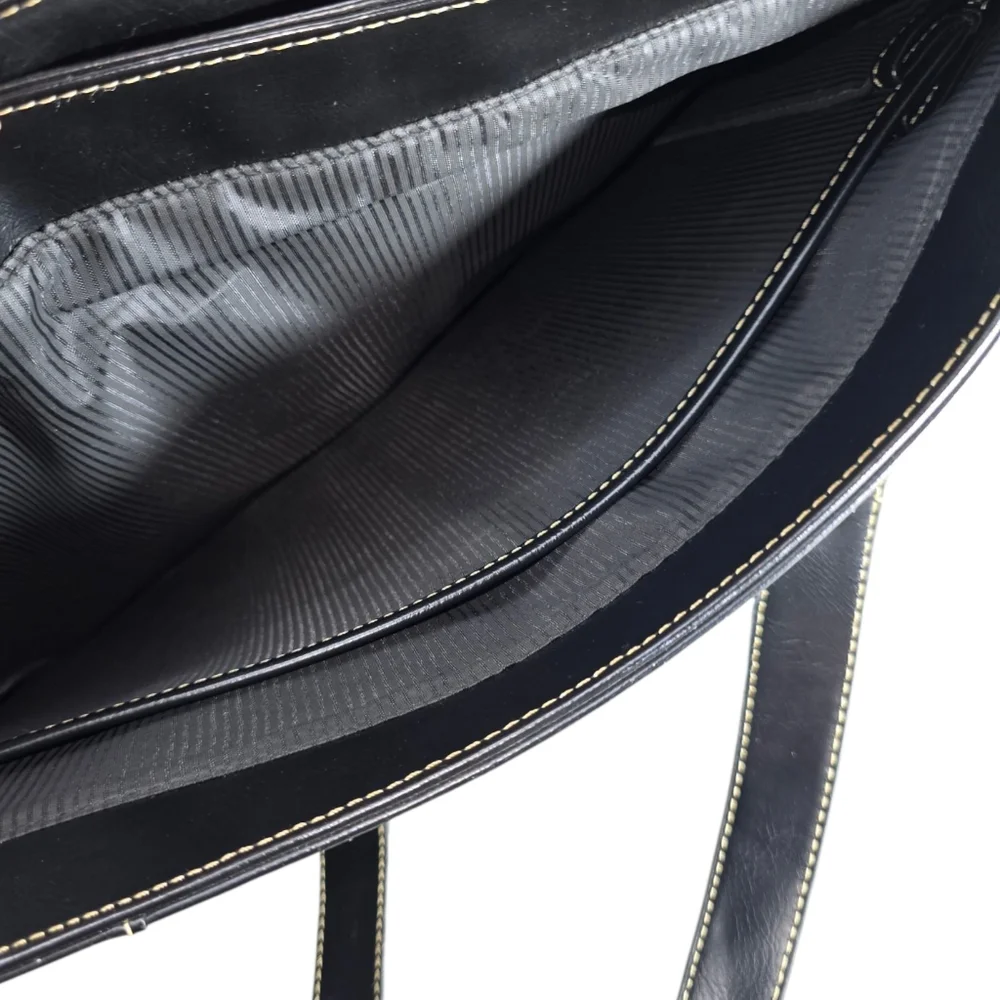 Franklin Covey Black Leather Women’s Briefcase Business Laptop Shoulder Bag